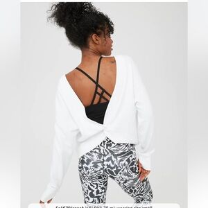 OFFLINE by Aerie Twist Back Sweatshirt White Open Back Medium
